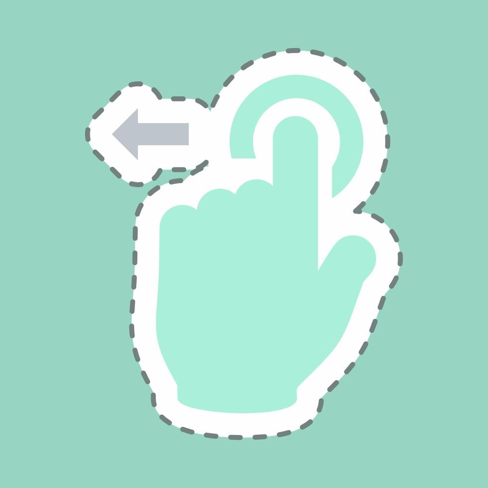 Sticker Tap and Move Left - Line Cut - Simple illustration,Editable stroke vector