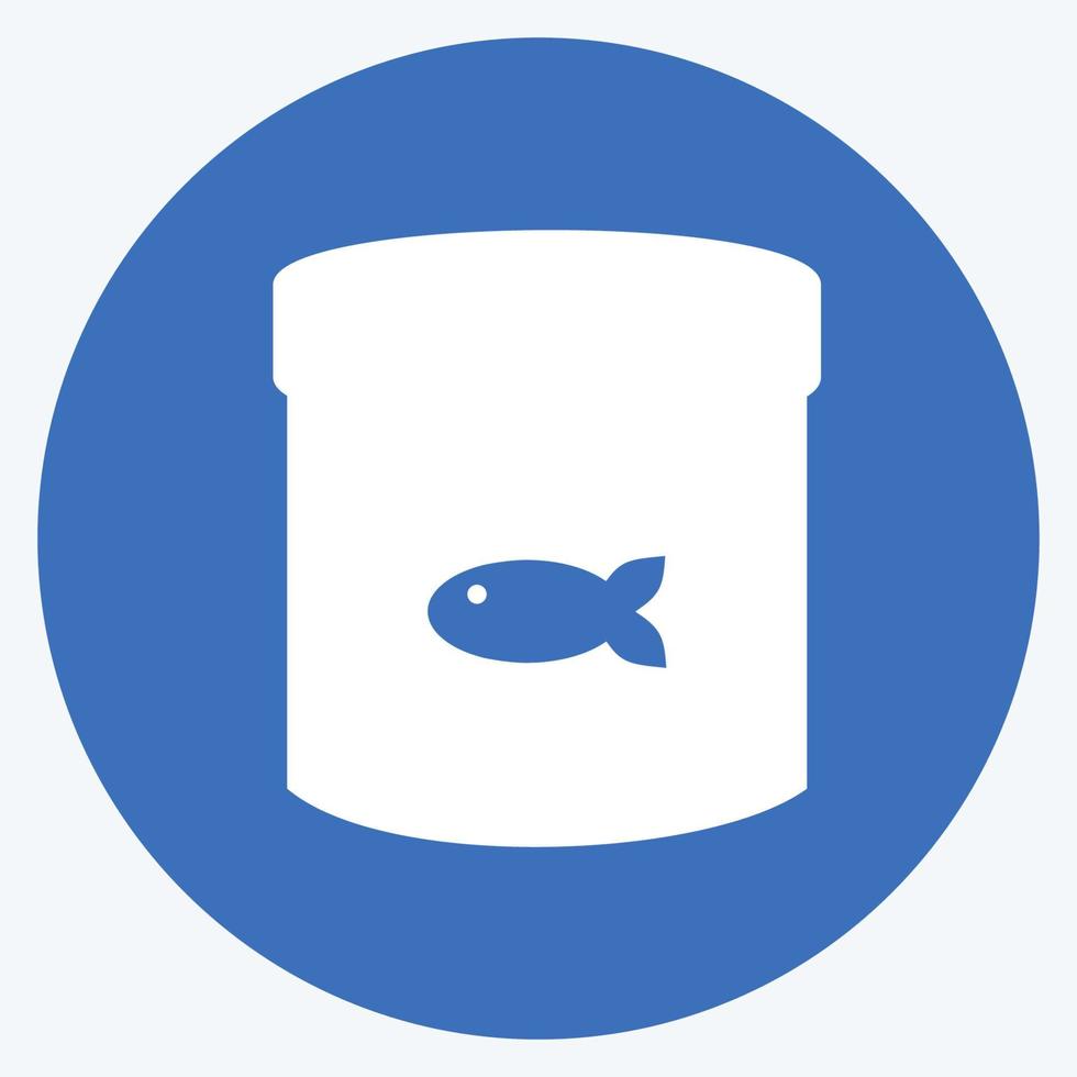 icono de comida de pescado enlatada - estilo de sombra larga - ilustración simple, trazo editable vector