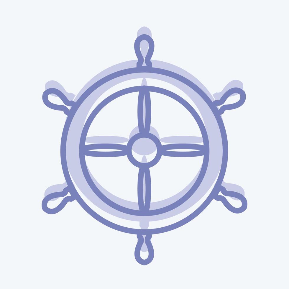 icono de rueda de barco - estilo de dos tonos - ilustración simple, trazo editable vector