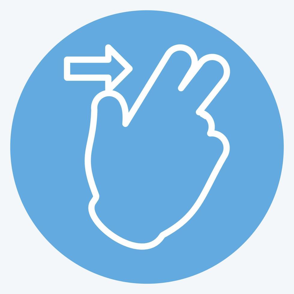 Icon Two Fingers Right - Blue Eyes Style - Simple illustration,Editable stroke vector