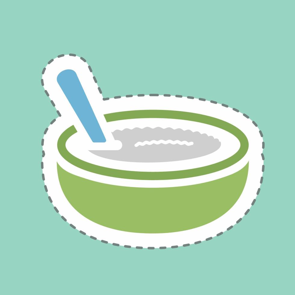 Sticker Rice Pudding - Line Cut - Simple illustration,Editable stroke vector