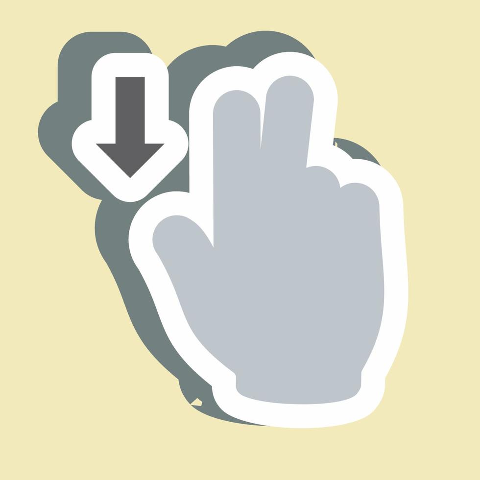 Sticker Two Fingers Down - Simple illustration,Editable stroke vector
