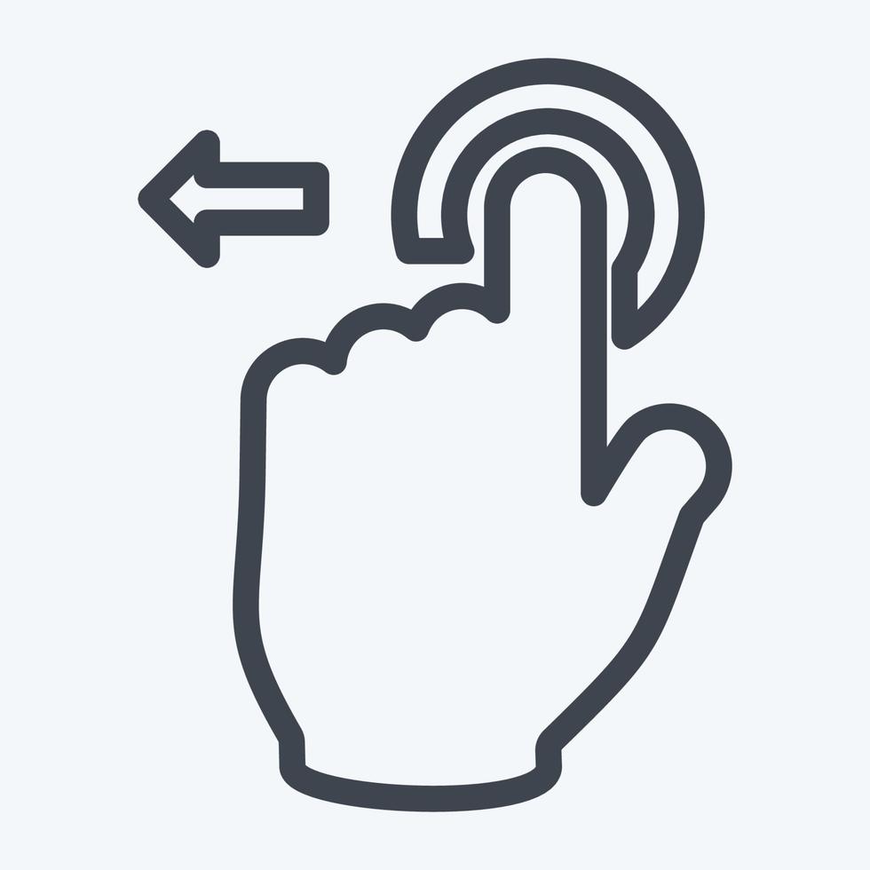 Icon Tap and Move Left - Line Style - Simple illustration,Editable stroke vector