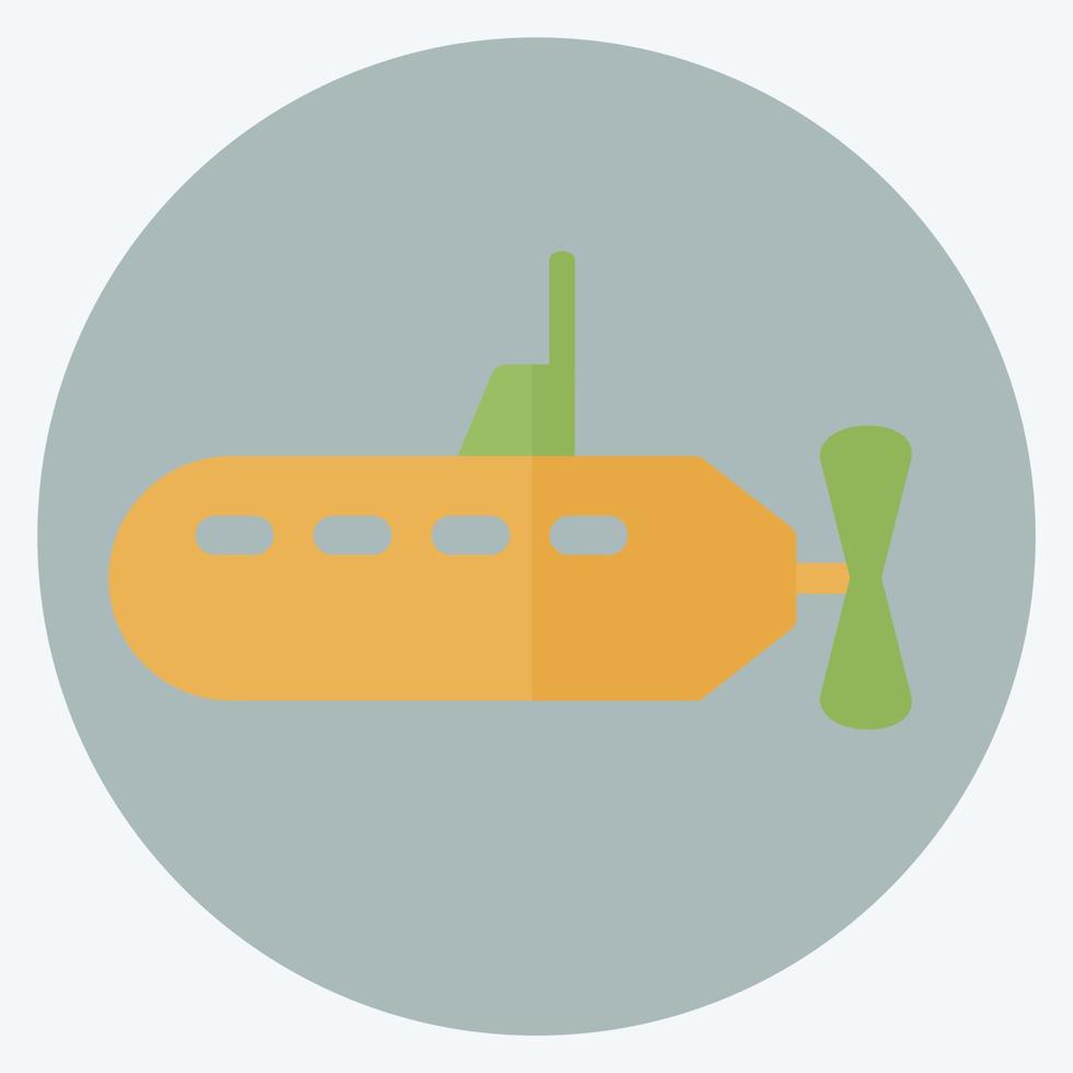 icono submarino - estilo plano - ilustración simple, trazo editable vector