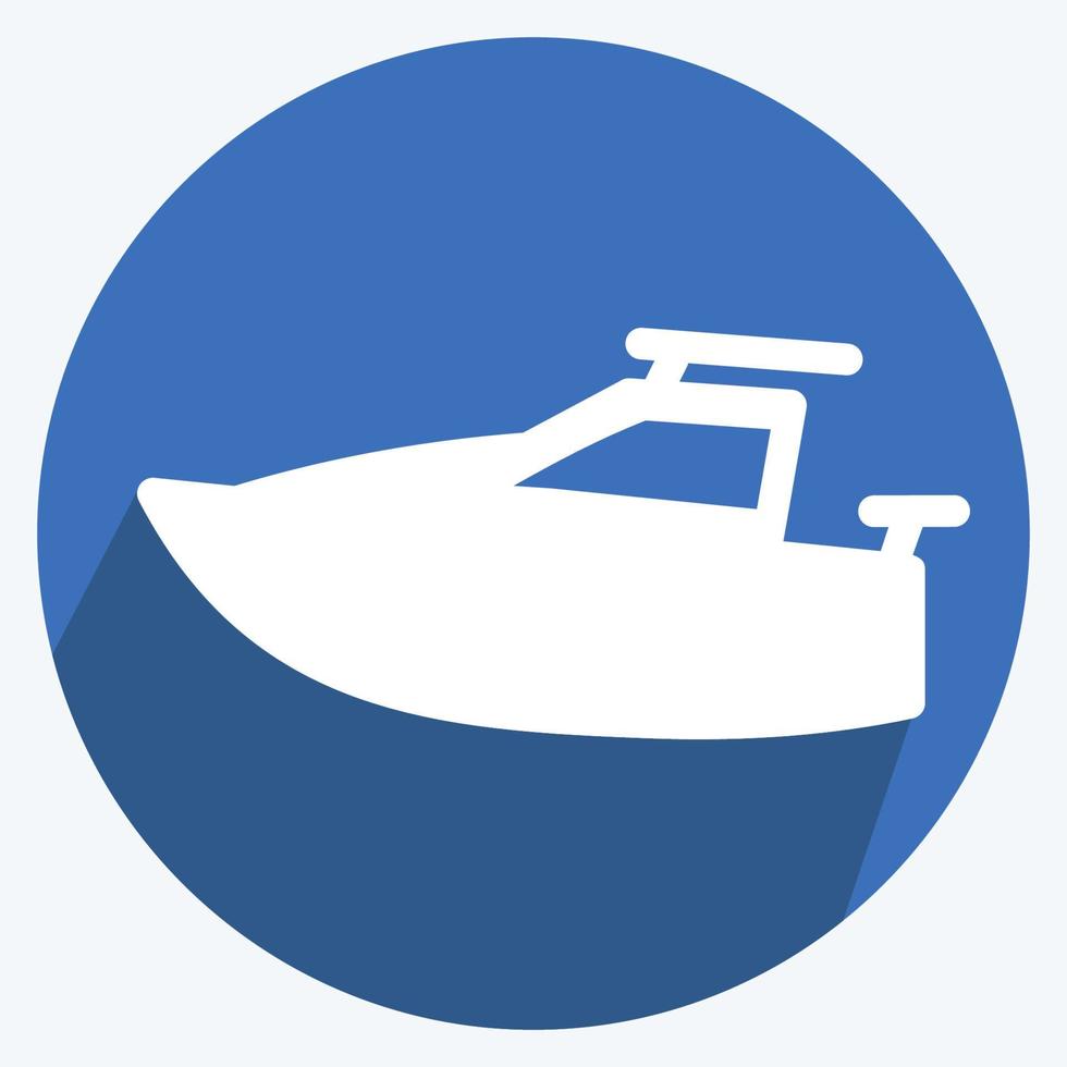 Icon Yacht - Long Shadow Style - Simple illustration,Editable stroke vector