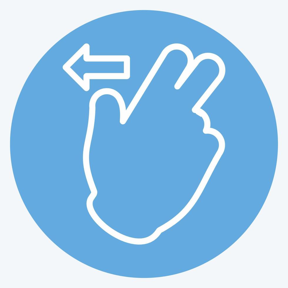 Icon Two Fingers Left - Blue Eyes Style - Simple illustration,Editable stroke vector