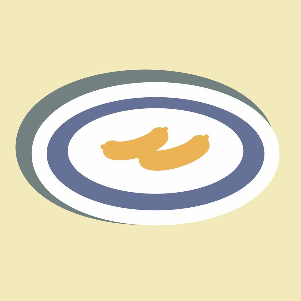 Sticker Boiled Sausages - Simple illustration,Editable stroke vector