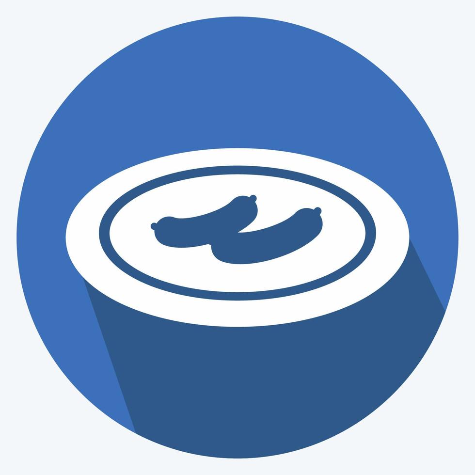 Icon Boiled Sausages - Long Shadow Style - Simple illustration,Editable stroke vector
