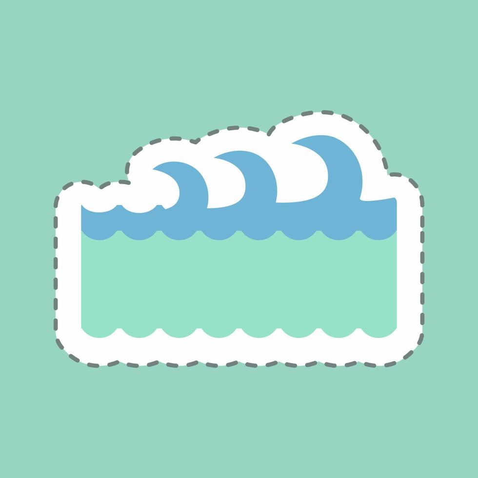 Sticker Waves I - Line Cut - Simple illustration,Editable stroke vector