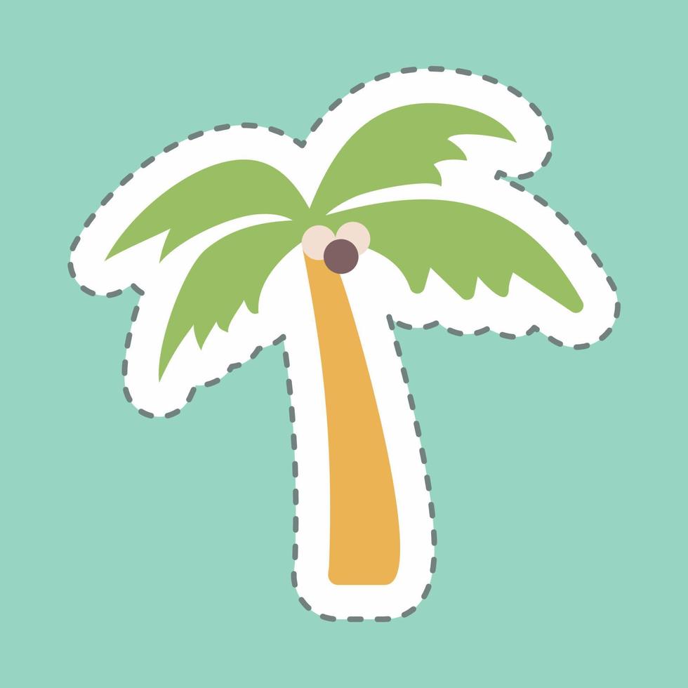 Sticker Coconut Tree - Line Cut - Simple illustration,Editable stroke vector