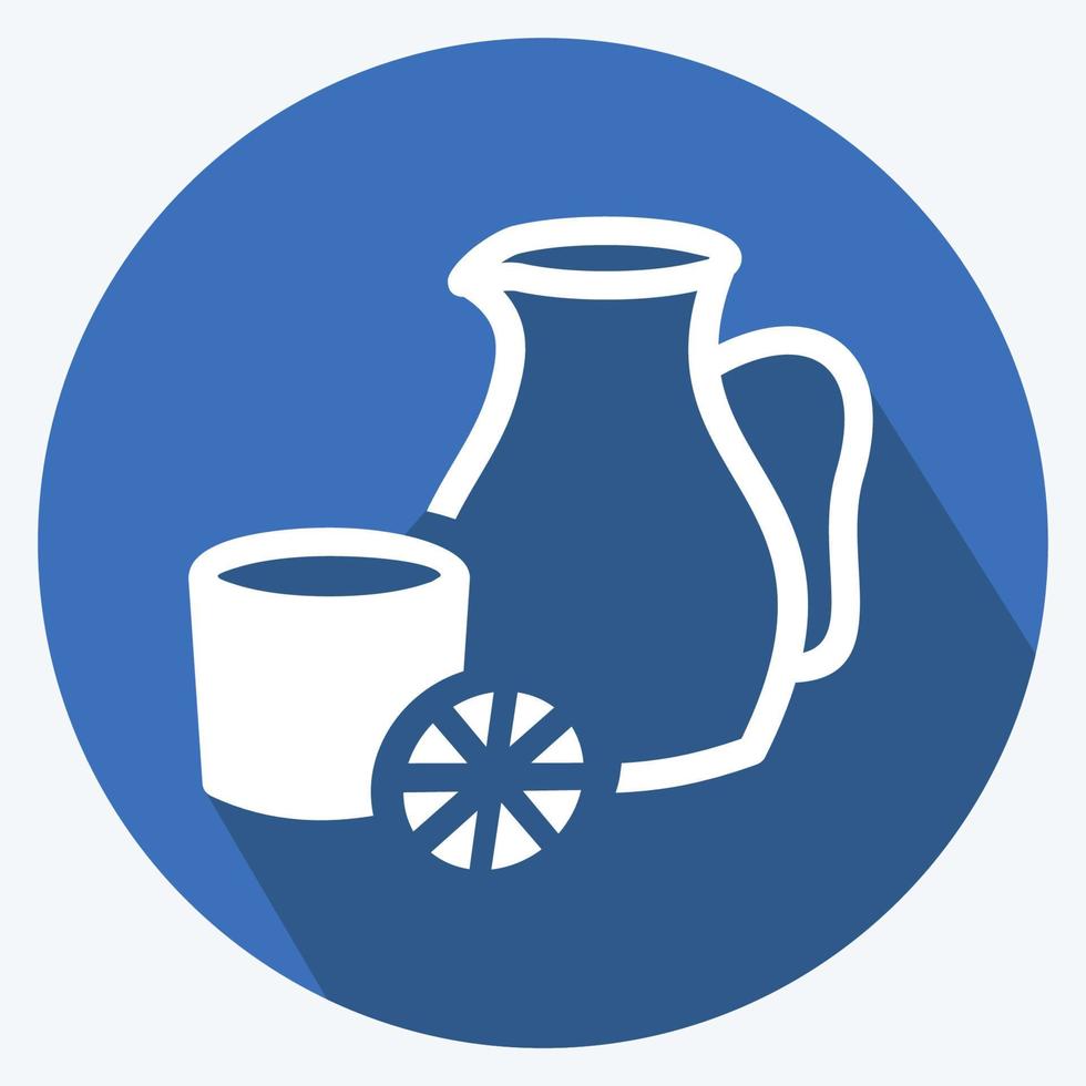 Icon Sangria - Long Shadow Style - Simple illustration,Editable stroke vector