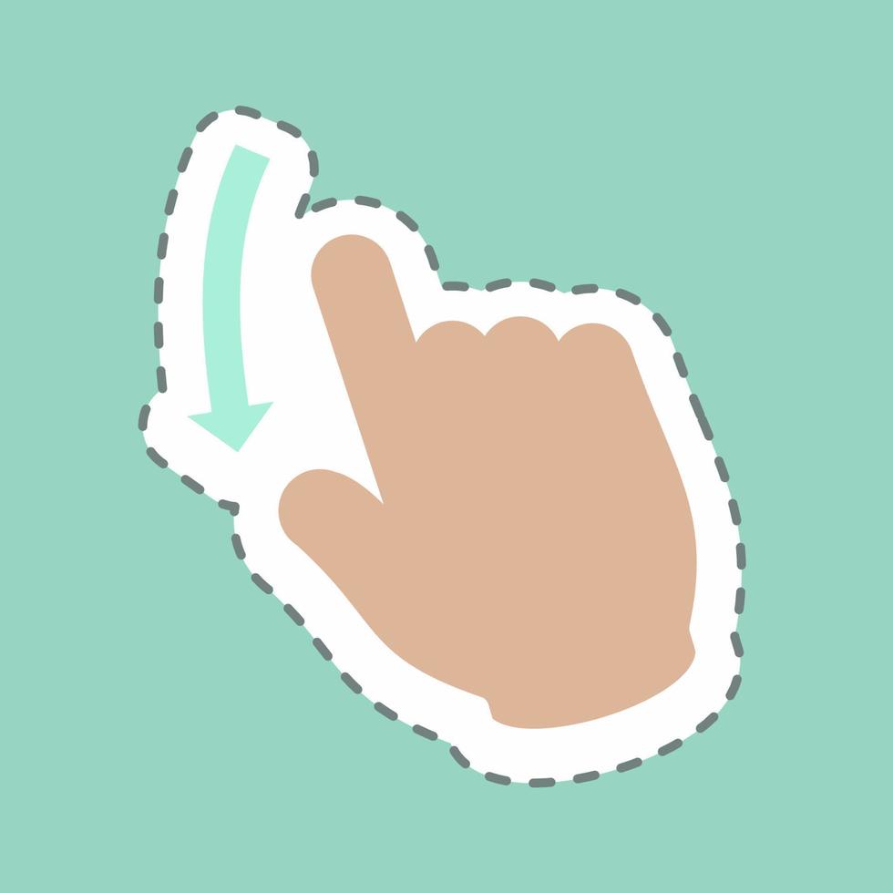 Sticker Swipe Down - Line Cut - Simple illustration,Editable stroke vector