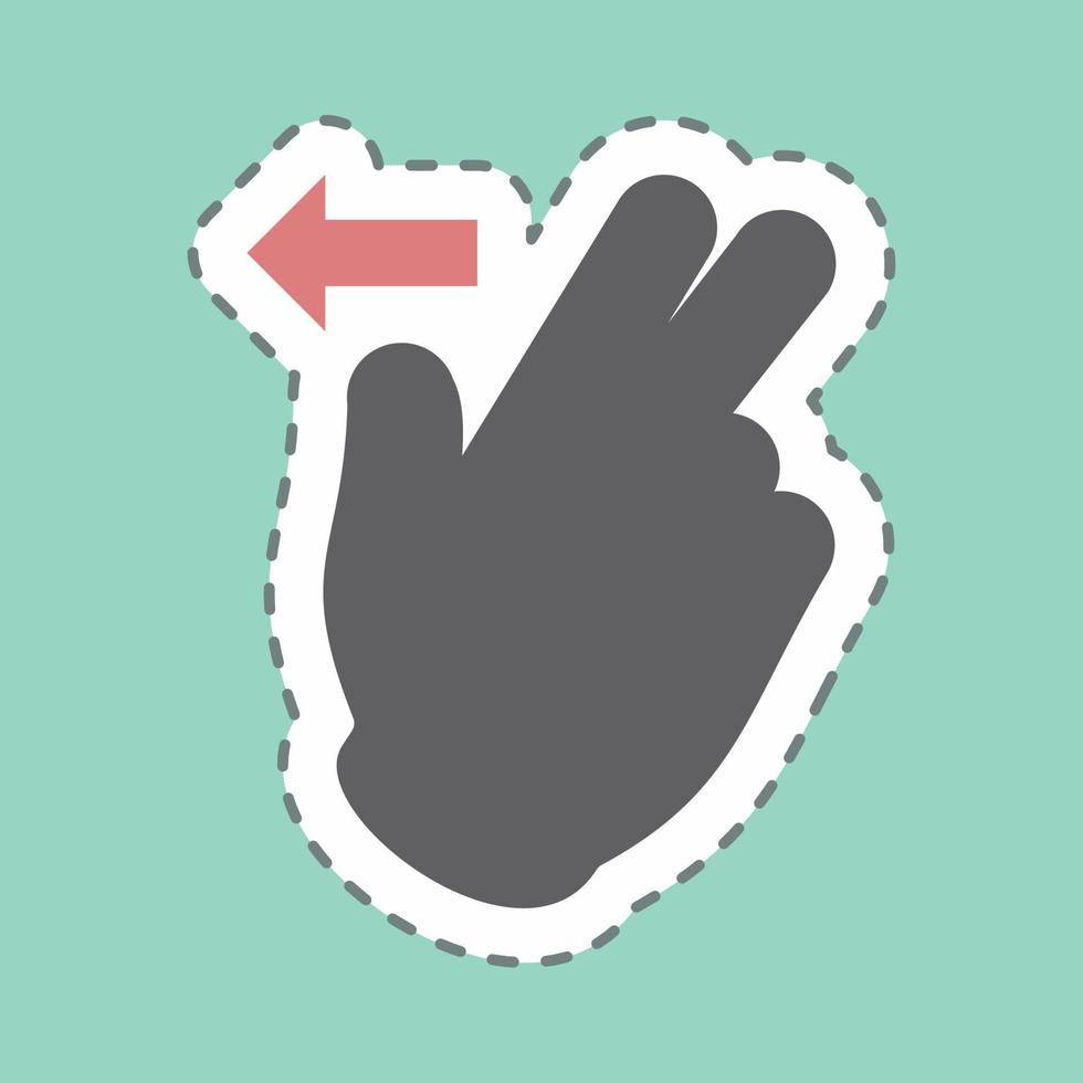 Sticker Two Fingers Left - Line Cut - Simple illustration,Editable stroke vector