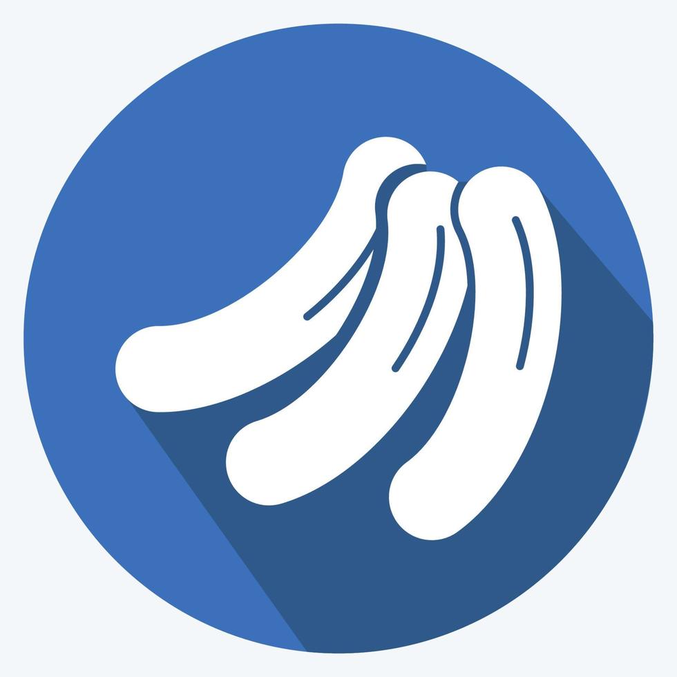 Icon Sausages - Long Shadow Style - Simple illustration,Editable stroke vector