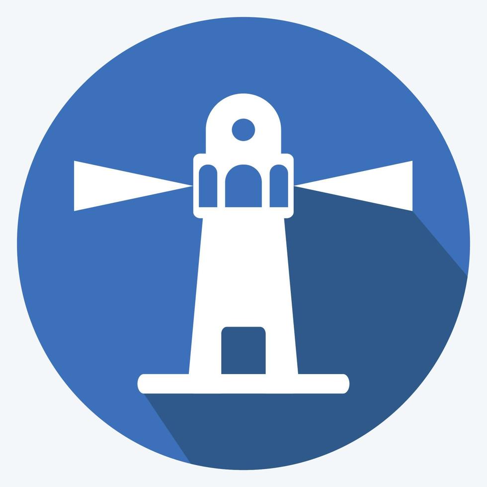 Icon Lighthouse I - Long Shadow Style - Simple illustration,Editable stroke vector