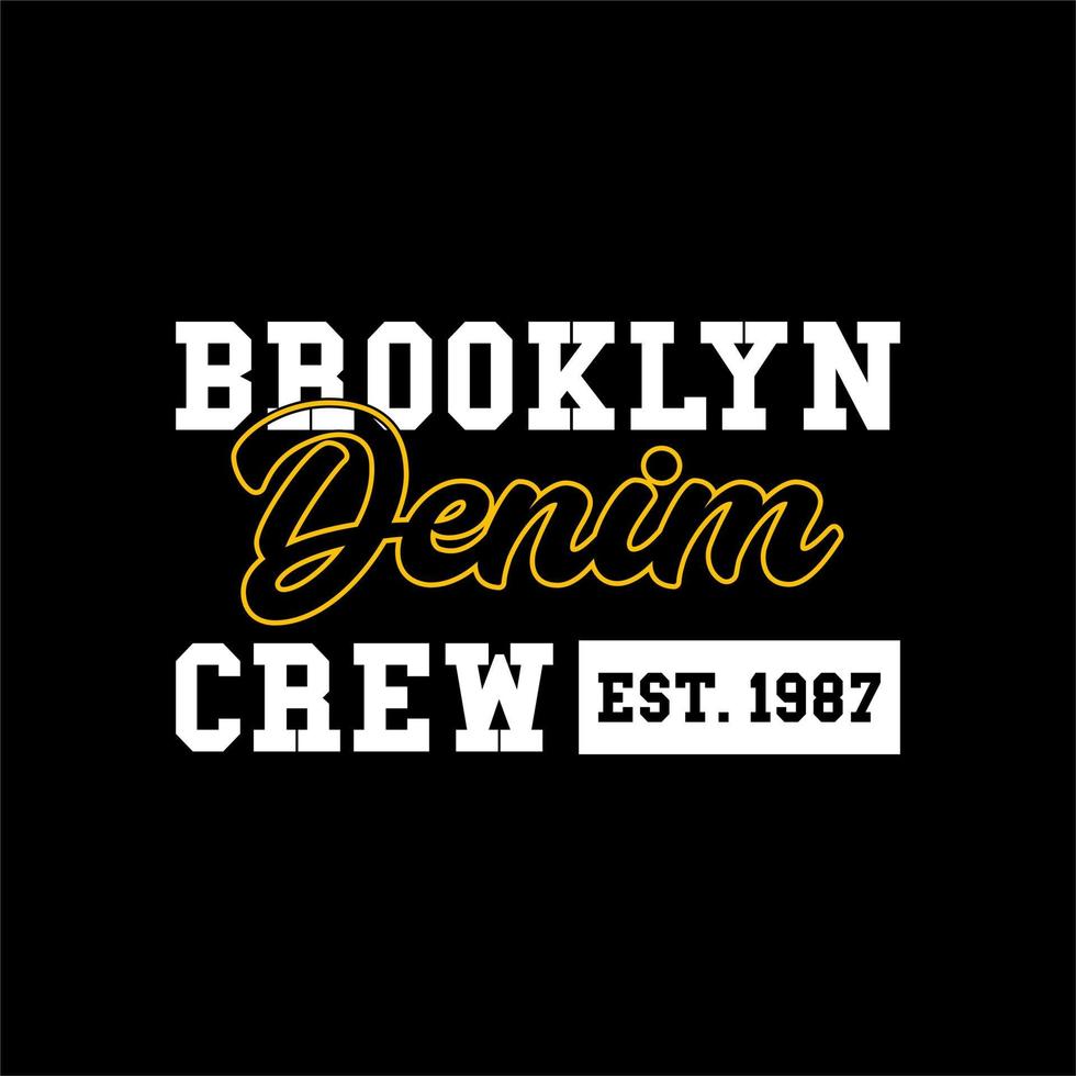 tipografía brooklyn denim crew ... vector