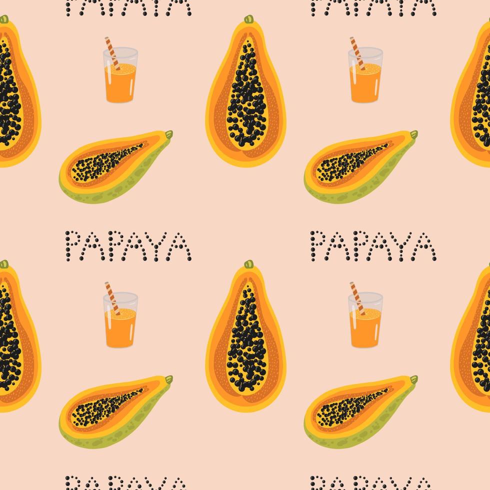 Abstract papayas summer vibes vector seamless pattern