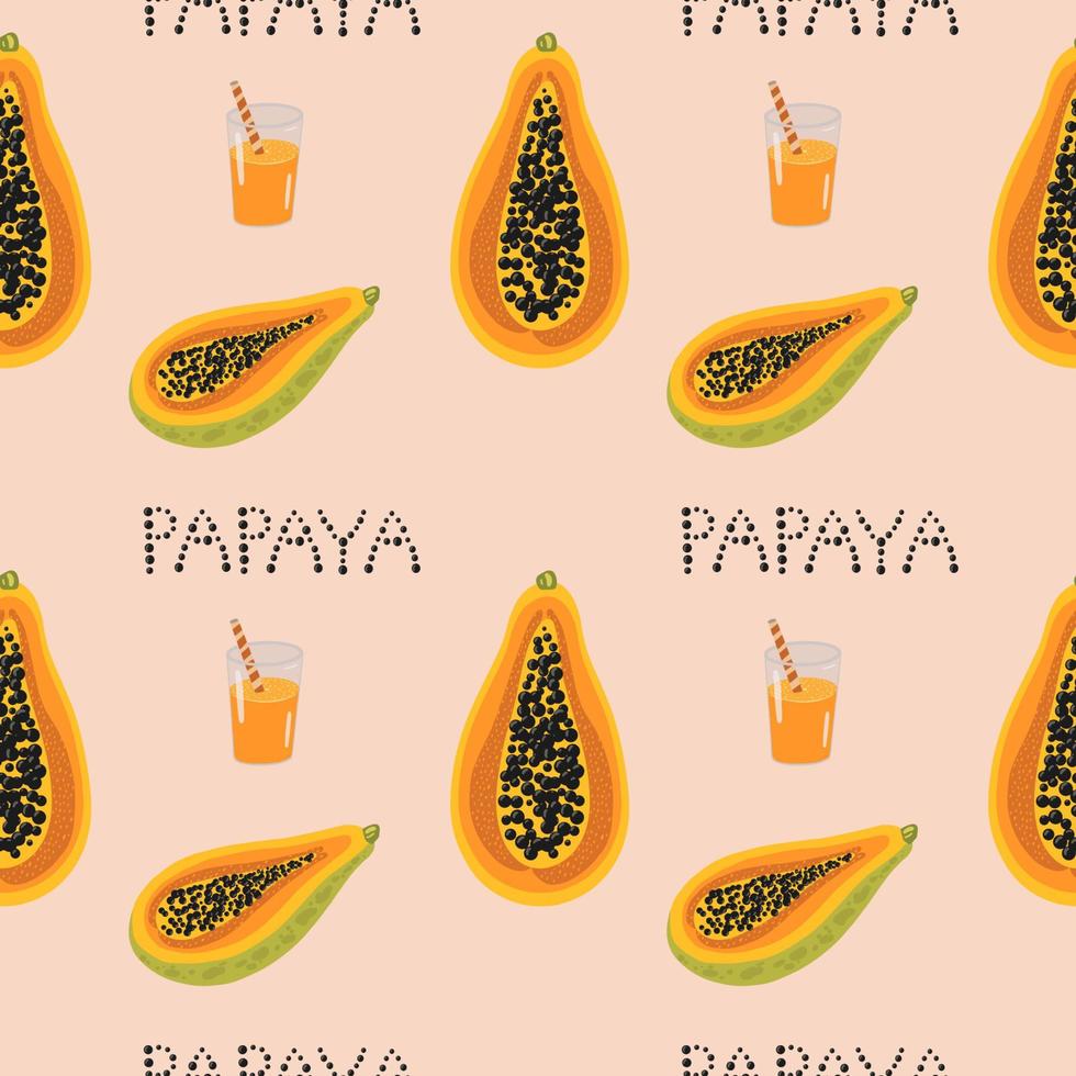 Abstract papayas summer vibes vector seamless pattern