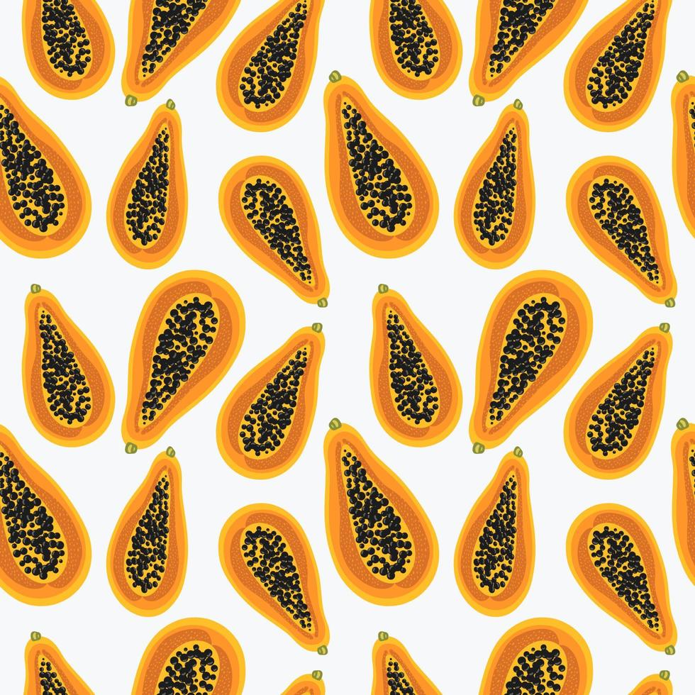 Abstract papayas summer vibes vector seamless pattern