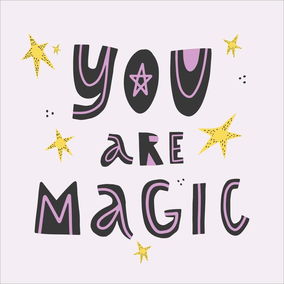 Magical affirmation qoutation whith stars and witchy elements vector