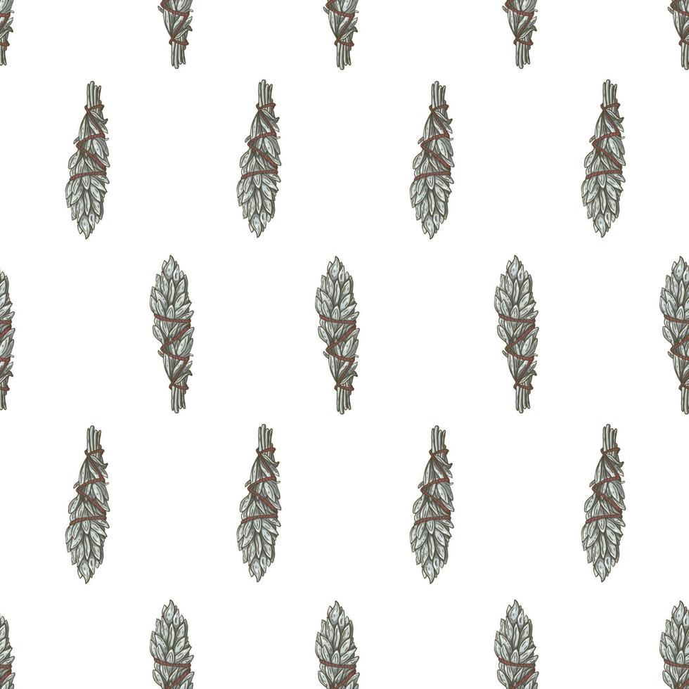 Boho seamless pattern with sage smudge stick vector