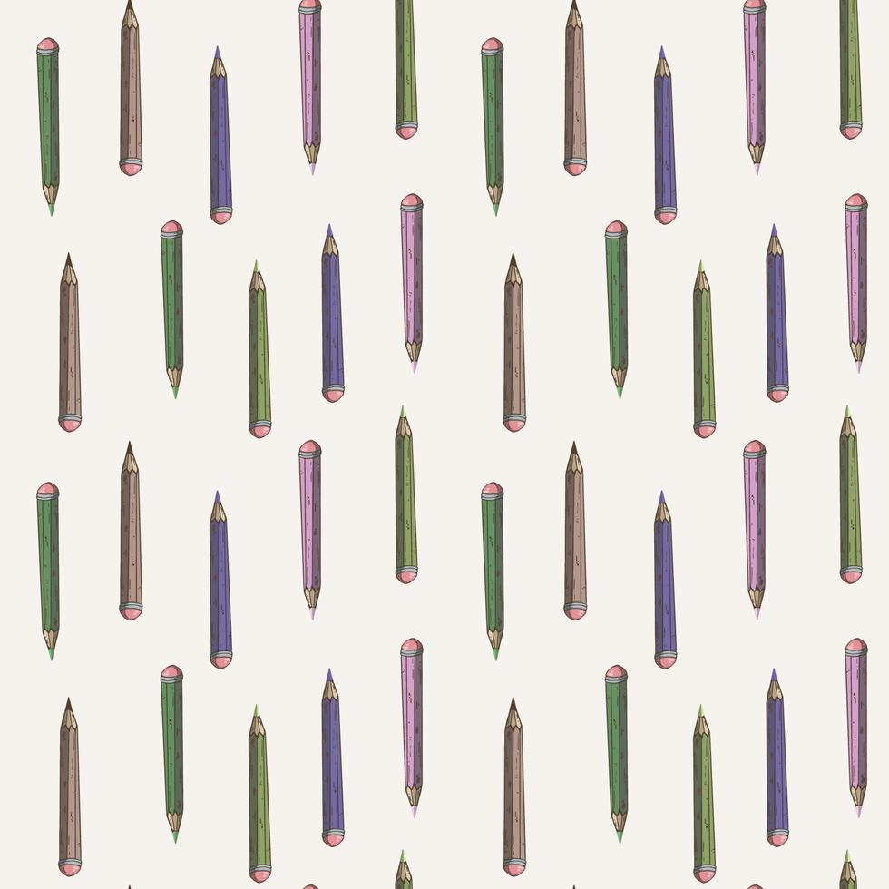 Seamless pattern with color pencils onwhite background vector