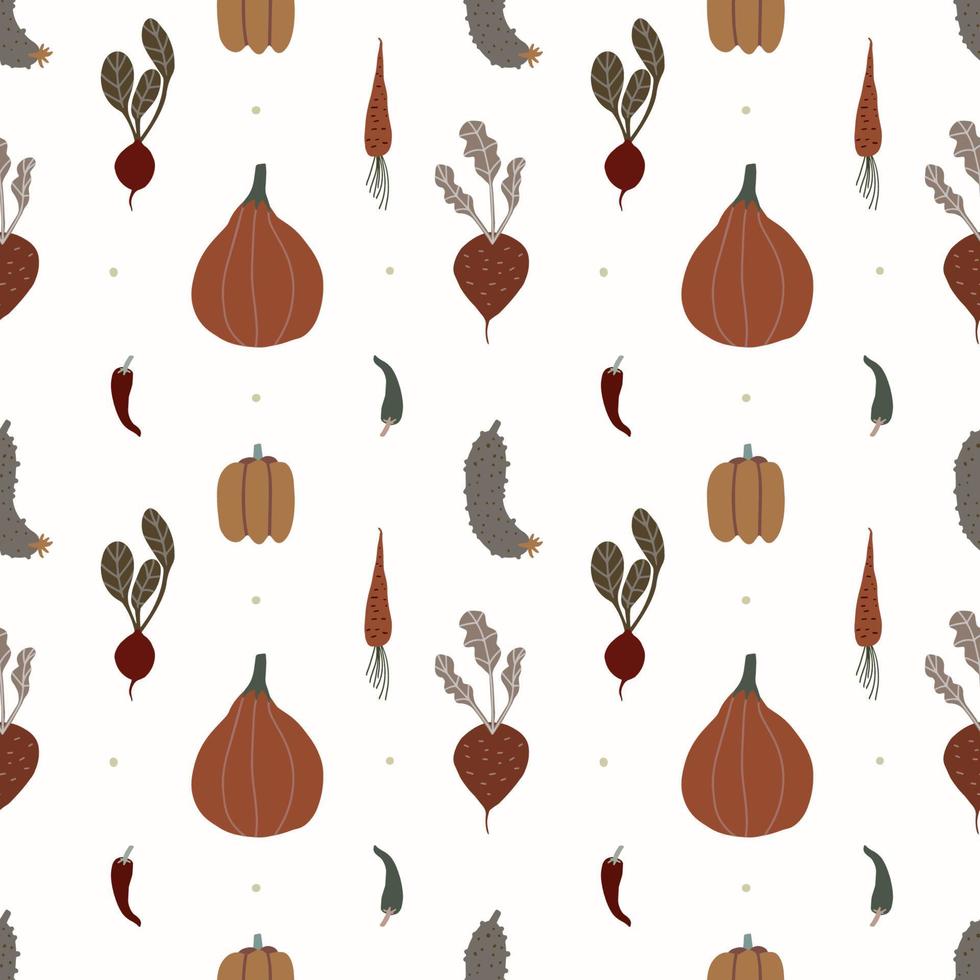 Boho earthy colors vegetables seamless pattern vector