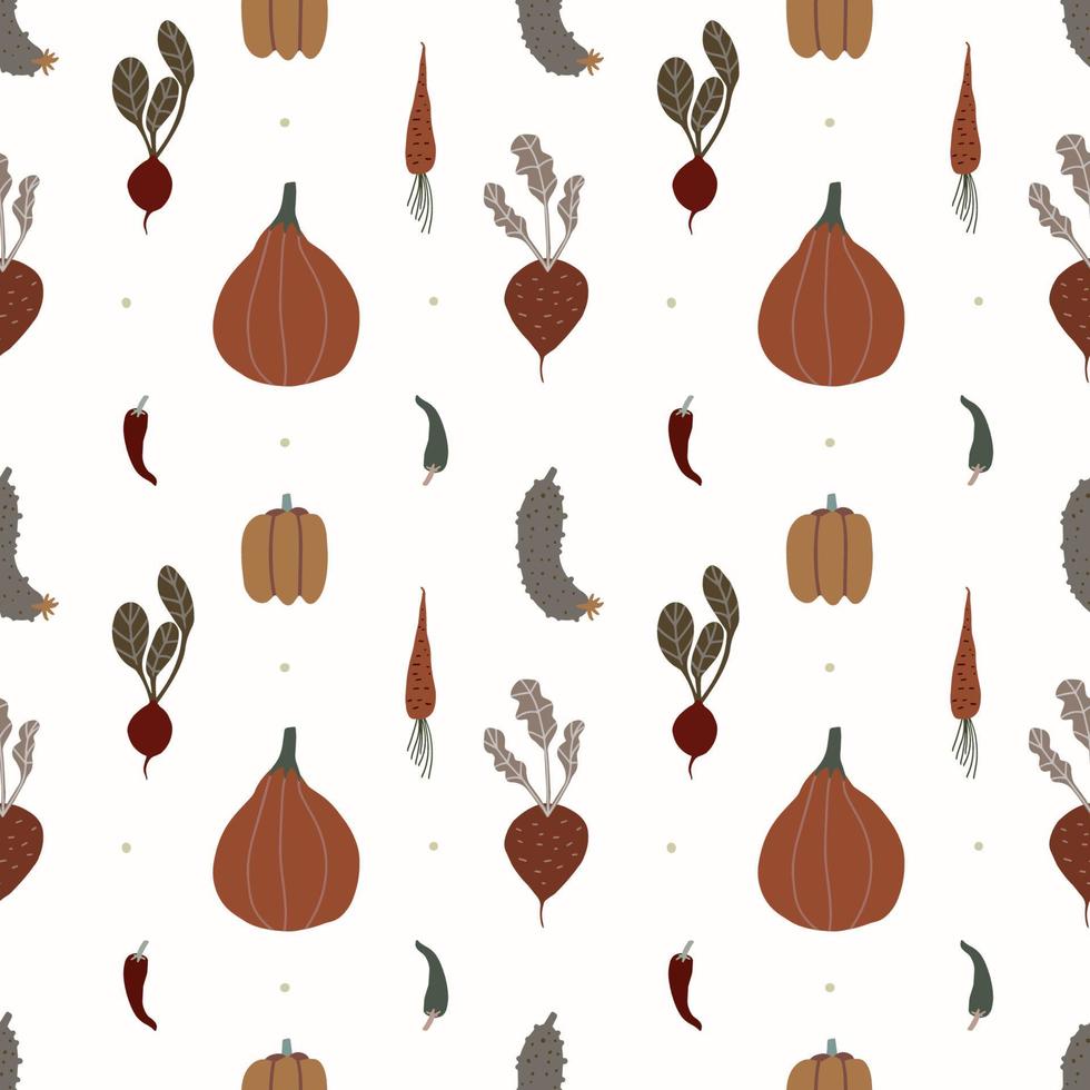 Boho earthy colors vegetables seamless pattern vector