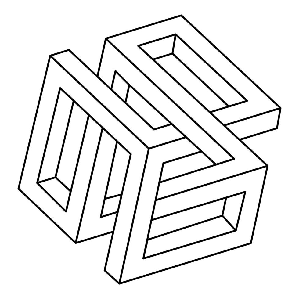 Impossible shapes. Optical illusion object. Op art. vector