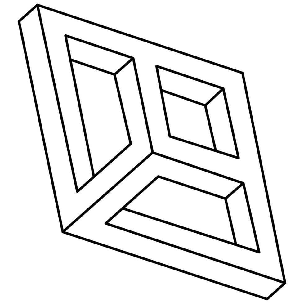 ilusión óptica, figura imposible, dibujo isométrico. Aislado en un fondo blanco. vector