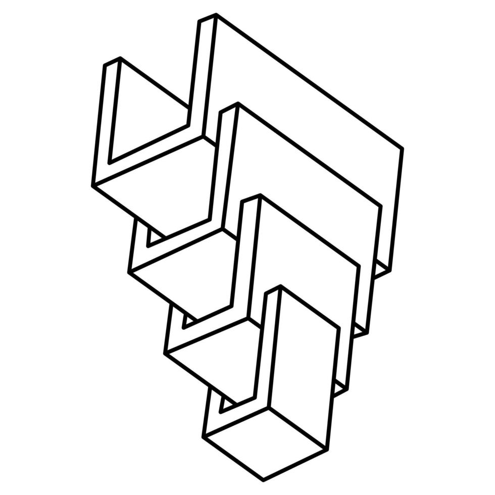 Impossible shapes. Optical illusion figures. Op art object. Line art shape. vector