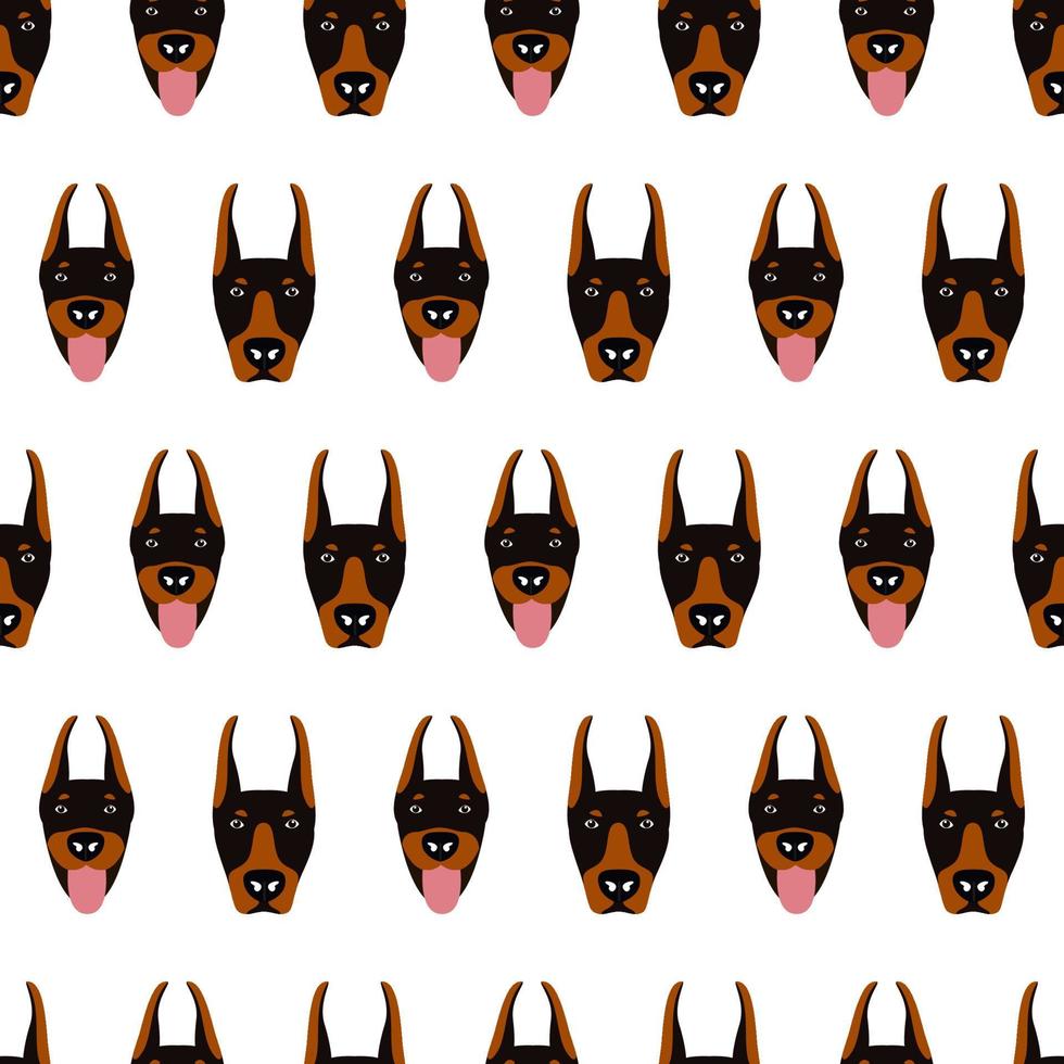 Seamless pattern from a set of poses of the Doberman Pinscher dog breed vector