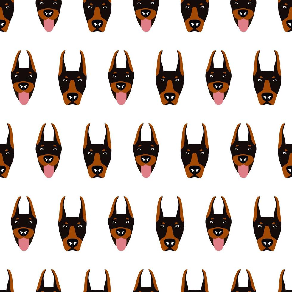 Seamless pattern from a set of poses of the Doberman Pinscher dog breed vector