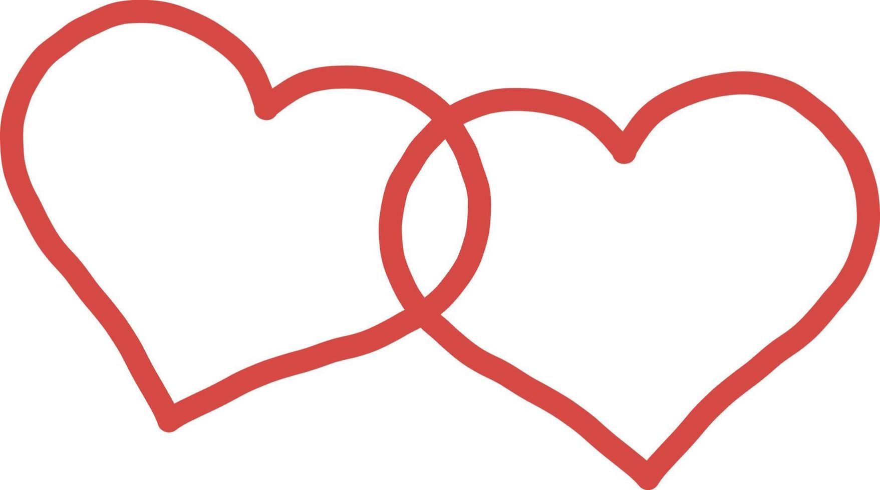 Couple Hearts Hand Drawn Doodle vector
