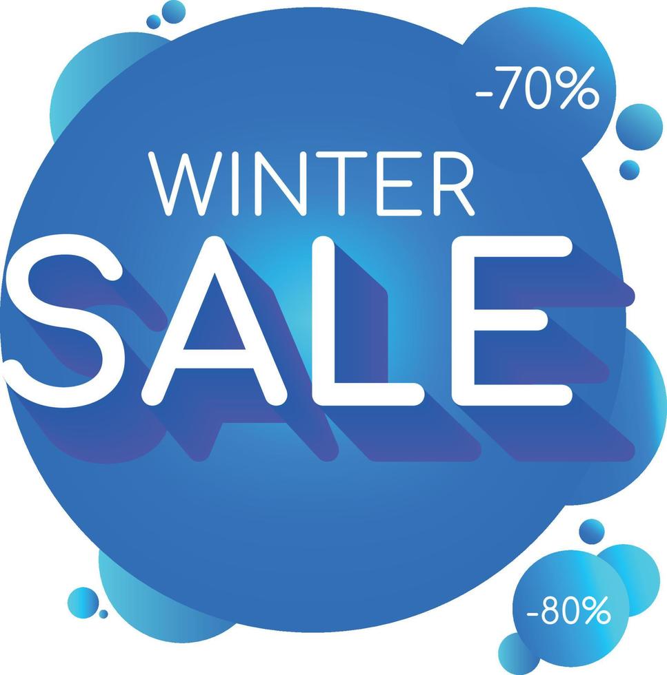 Winter sale banner, poster template design, blue sale. End of season special offer banner. -70, -50 vector