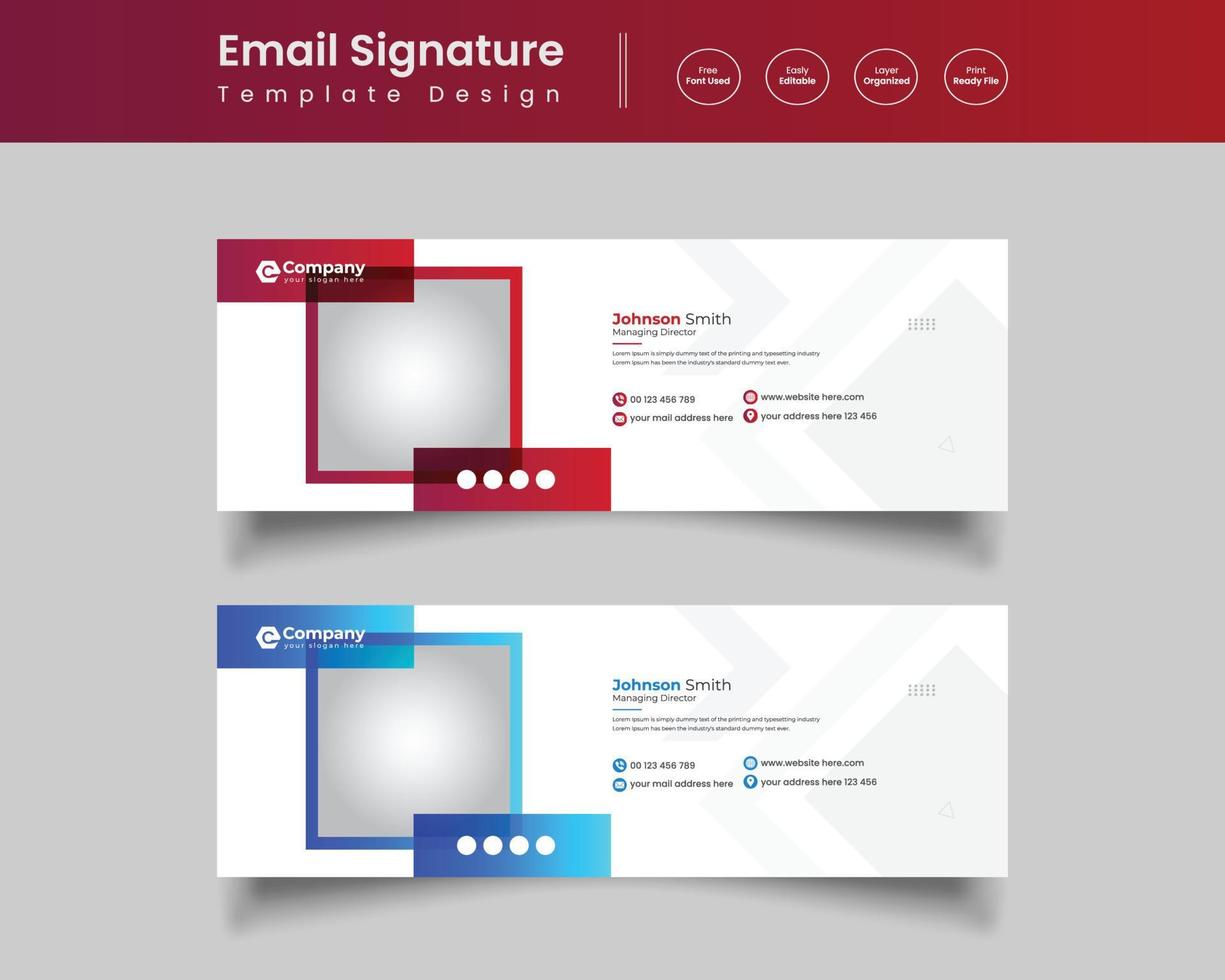 Diseño de plantilla de firma de correo electrónico empresarial corporativo, diseño de pie de página web vector