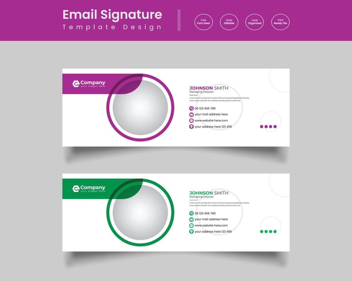 Corporate Business Email Signature Template Design, Web footer design vector