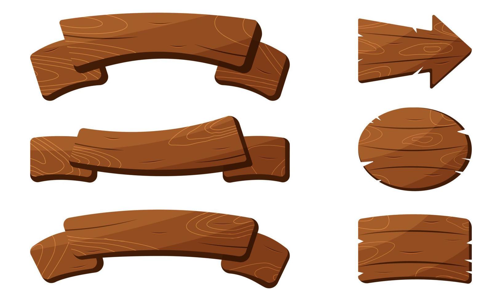 Set of vintage brown wood plank illustration vector