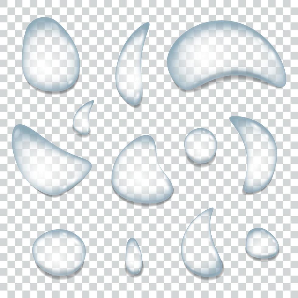 Mockup clear water drops on transparent background vector