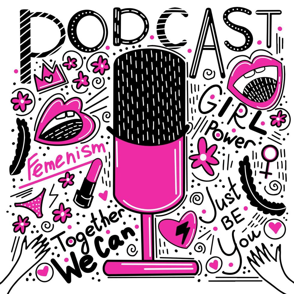 Favor imperdonable apuntalar podcast para niñas, feminismo, conversación femenina, micrófono abierto, tu  voz importa, mujeres en la sociedad, rosa, poder de las niñas, hablar,  hablar de la gente 4741905 Vector en Vecteezy
