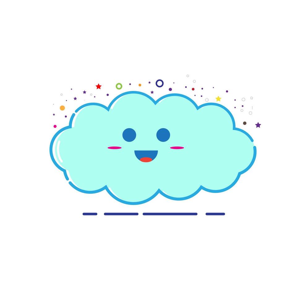 Ilustración de diseño gráfico en la nube con estilo mbe. vector