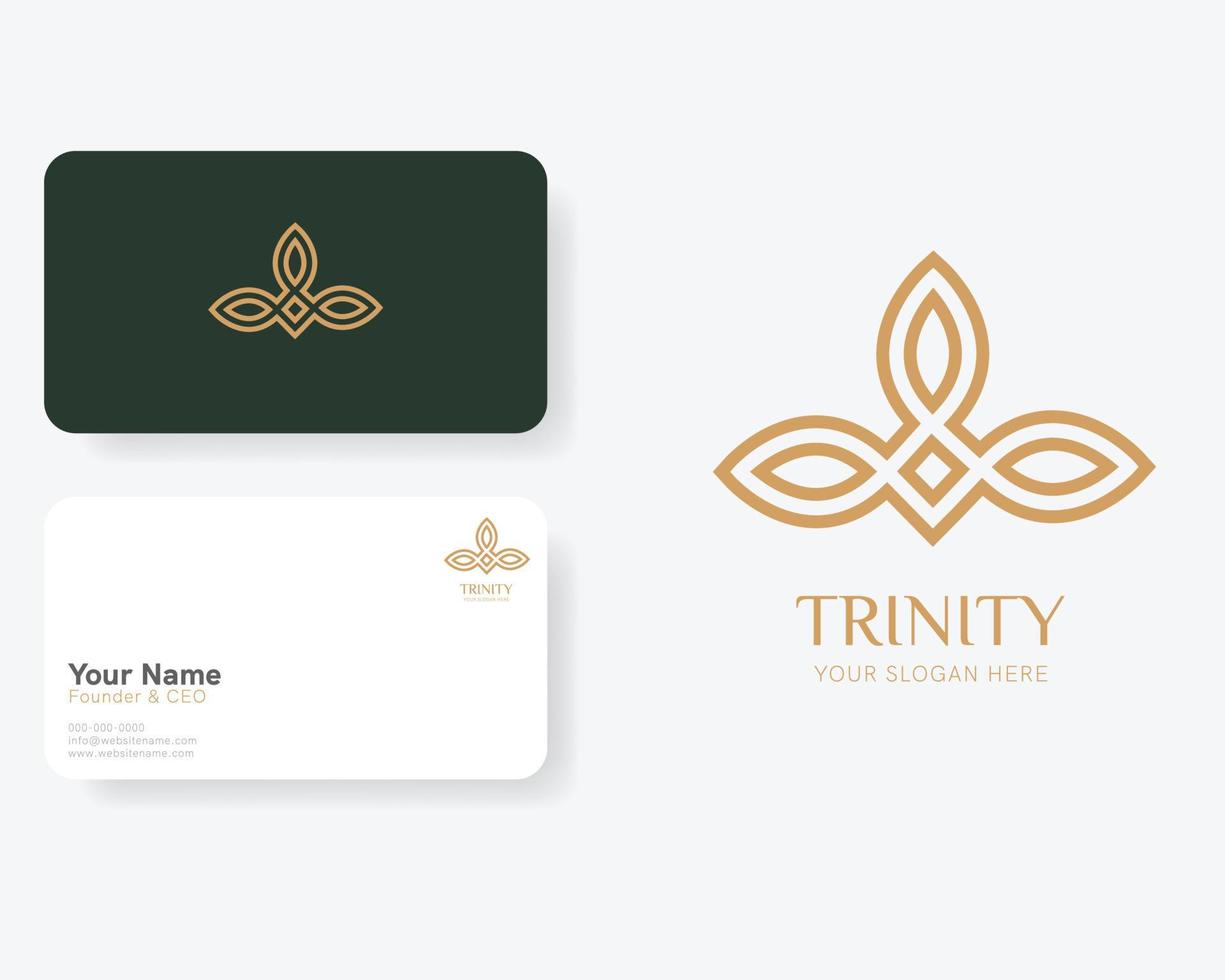 Luxury Trinity Leaf of Nature Logo with Business Card Template vector