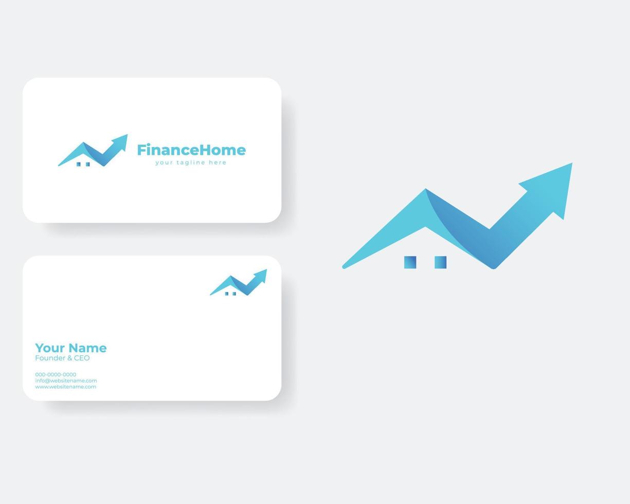 Financial Growth Home with Business Card Template vector