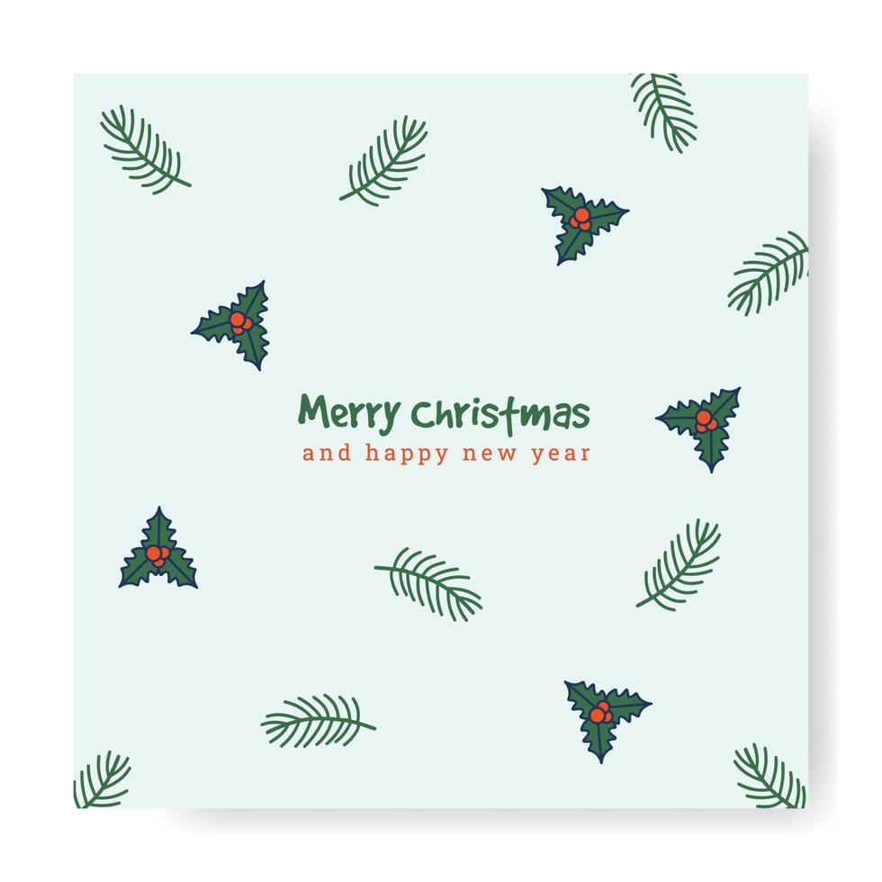 Merry Christmas Season Greeting Card Invitation with playfull hand drawn style design vector