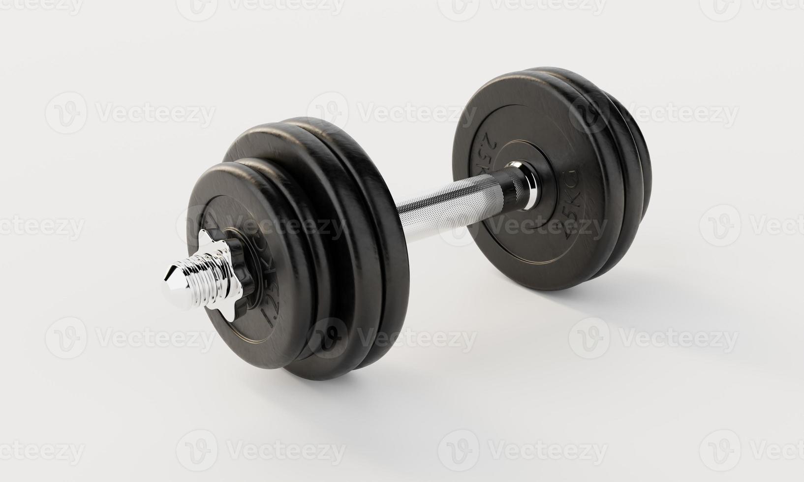 One dumbbell on isolated white background. Fitness and sport concept. 3D illustration rendering photo