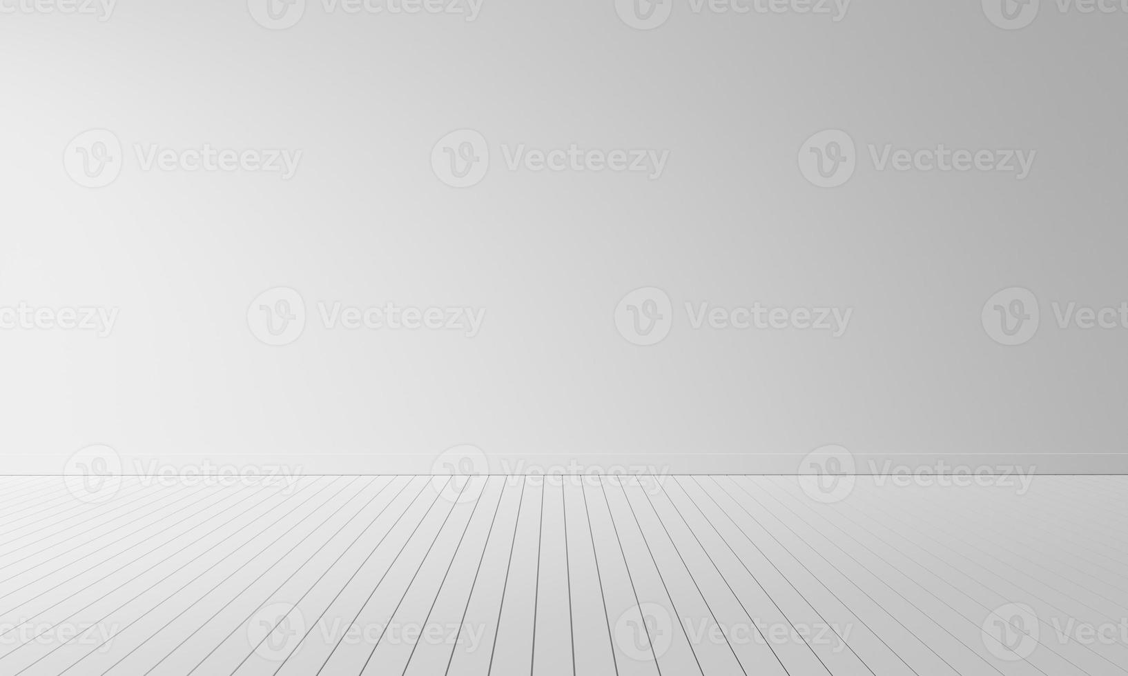 Empty room with white wooden floor or desktop background. Table top for advertising and copy space. Architecture and interior concept. 3D illustration rendering photo