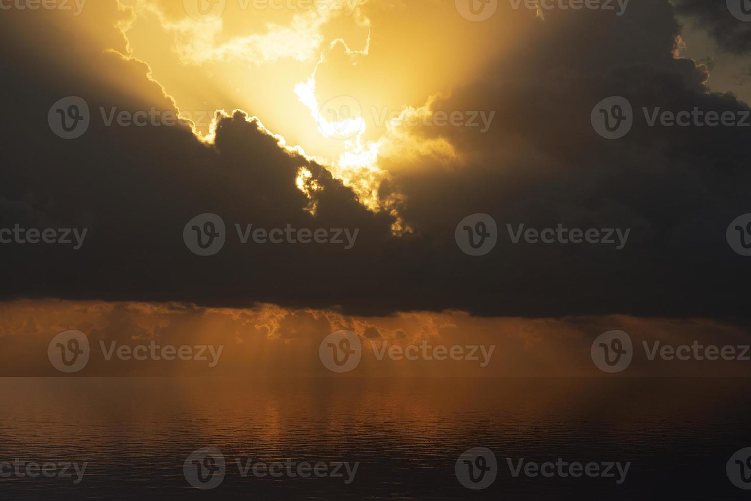 Seascape with a beautiful dramatic sunset photo