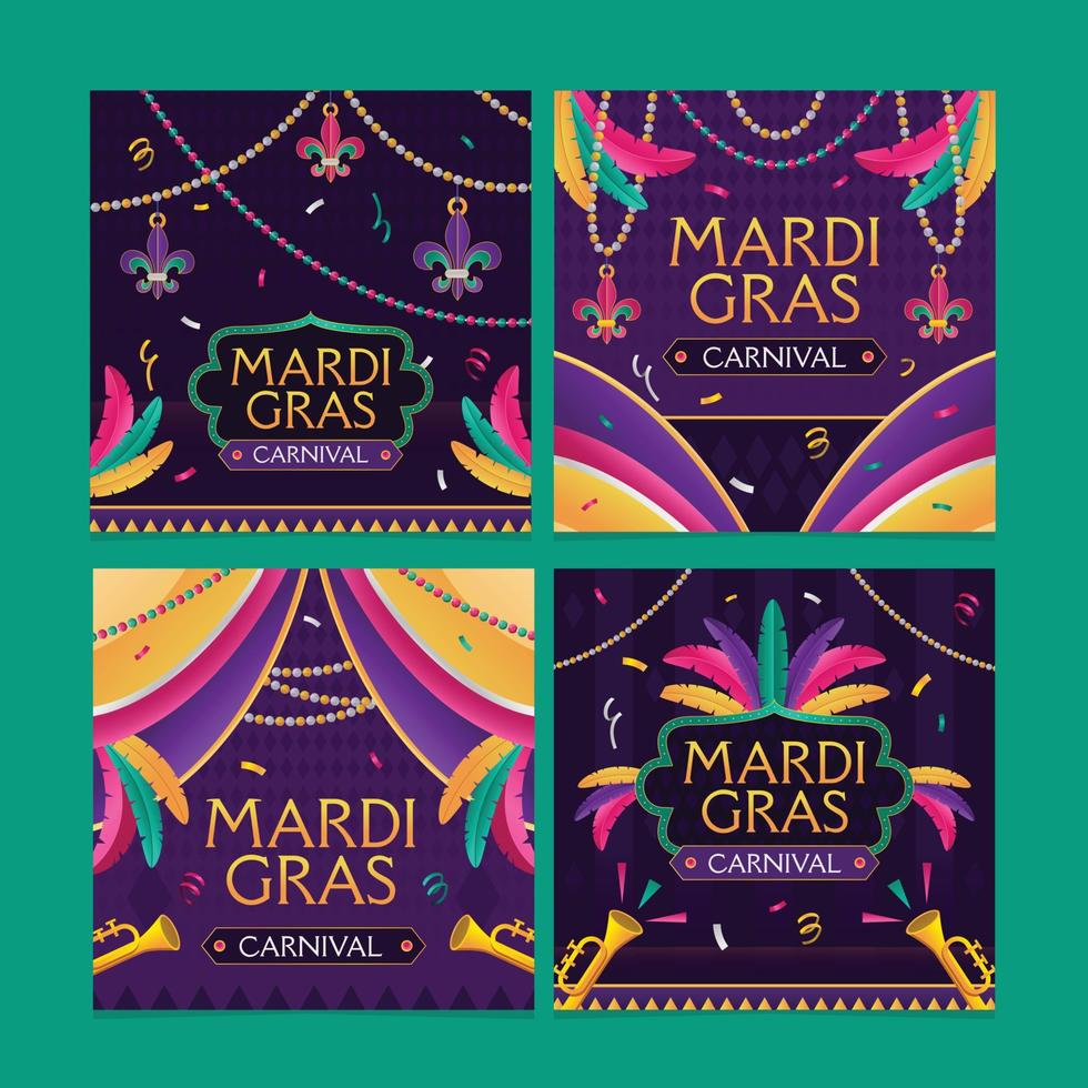 Mardi Gras Carnival Social Media Post vector