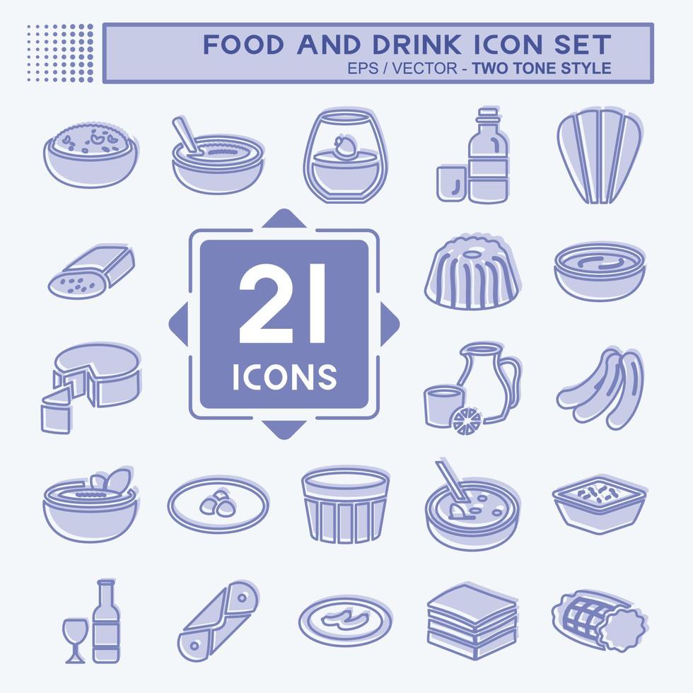 conjunto de iconos de comida y bebida - estilo de dos tonos - ilustración simple, trazo editable vector