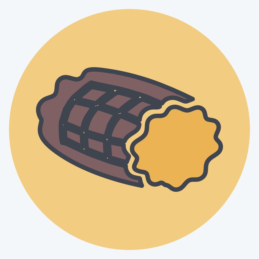 icono de jamón ahumado - estilo mate de color - ilustración simple, trazo editable vector